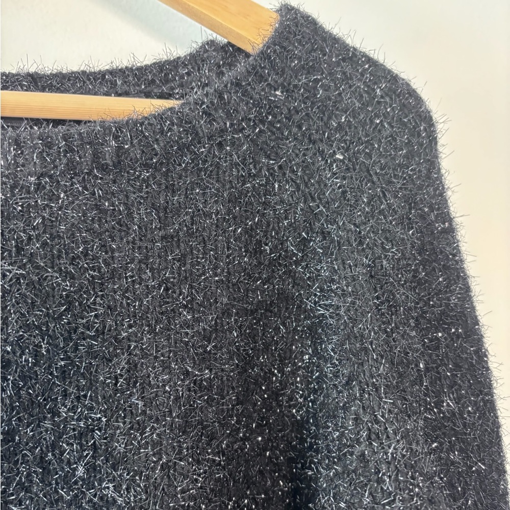 All Saints Rosetta Tinsel Black Silver Long Sleeve Wool Knit Jumper Sweater XS - Picture 5 of 8